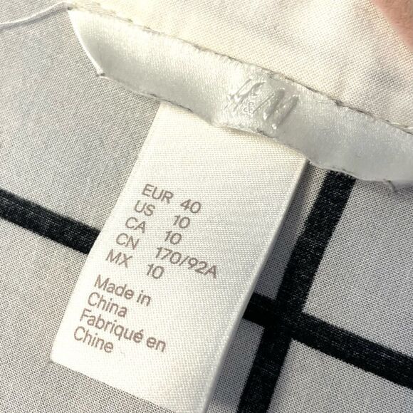 H&M White Long Tunic Top, Shirt Windowpane 10 - Picture 5 of 7